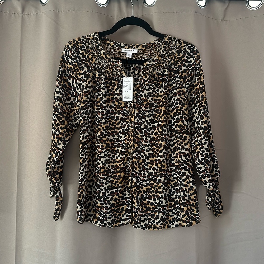 Leopard print dress shirt